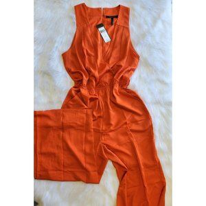 Sleeveless Jumpsuit Surplice Red Clay Size L. BCBGMAXARIA